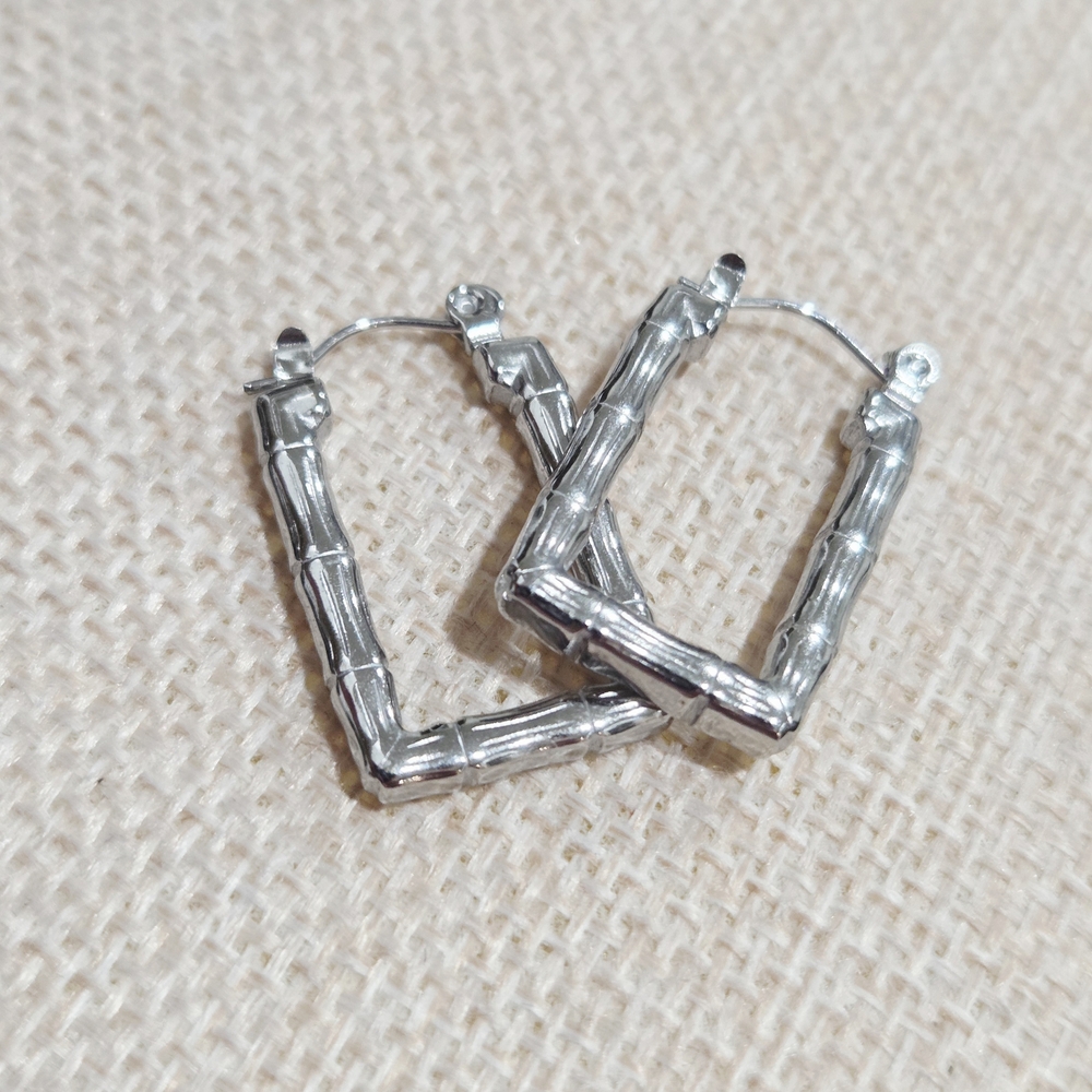 Silver White Gold Hoop Earrings - Picture 1 of 3
